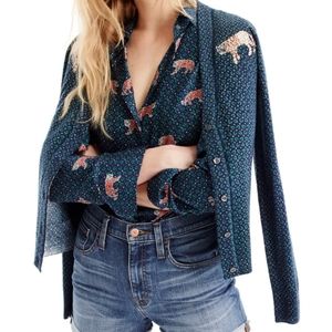J.Crew Tiger Patch Merino Wool Cardigan
